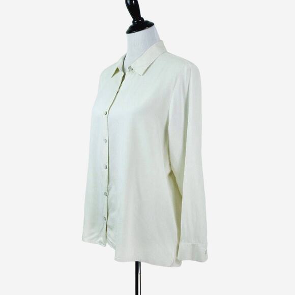 J. Jill Tops - J Jill Size Petite L Woven Silk Button Up Long Sleeve Peplum Cream